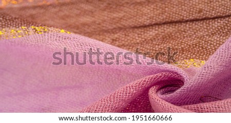 silk fabric, large stripes of pink and cinnamon colors separated by a strip of gold, pattern background texture, ornament