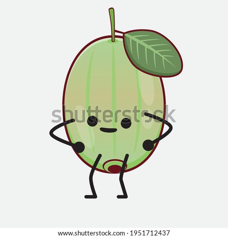 Vector Illustration of Ogeechee Lime Character with cute face, simple hands and leg line art on Isolated Background. Flat cartoon doodle style.