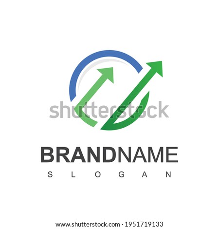 Business Logo Design Template With Growing Chart Symbol
