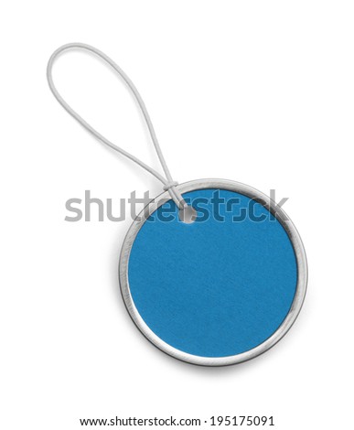 Blank Small Circle Blue Tag Isolated on White Background.