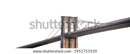 The Brooklyn Bridge (New York, USA) isolated on white background Royalty-Free Stock Photo #1951751920