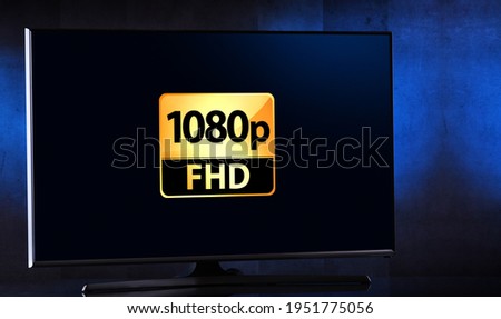 A flat-screen TV set displaying a 1080p FHD icon