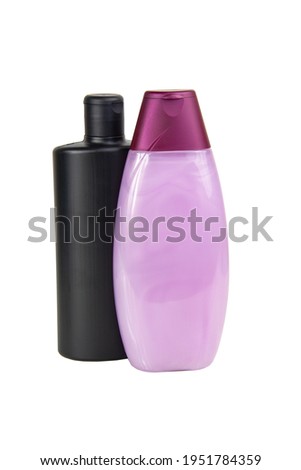 Violet purple and black shampoo gel bottle isolated on the white background