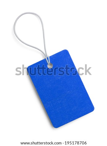 Small Blue Tag With Copy Space Isolated on White Background.