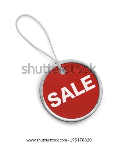 Red Sale Circle Tag Isolated on White Background.
