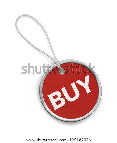 Circle Buy Hang Tag Isolated on White Background.