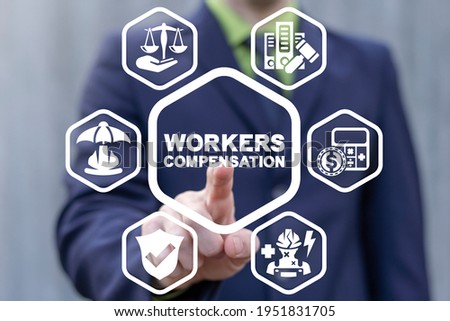Concept of worker compensation. Benefit and claim compensation for employee of injury. Workers health safety. Royalty-Free Stock Photo #1951831705