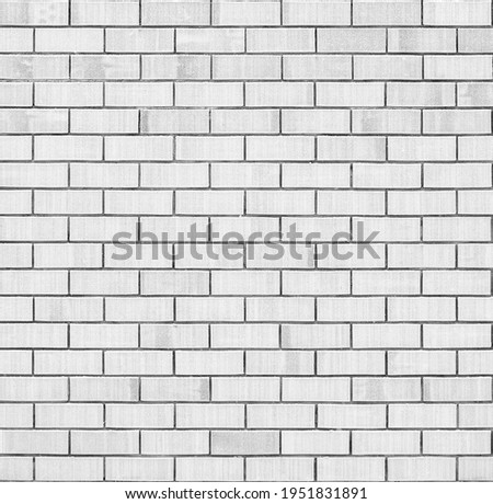 Seamless texture White in winter frost brick. Tiling clean for background pattern. Rectangle mosaic tiles wall high resolution. Old or artificially aged in production