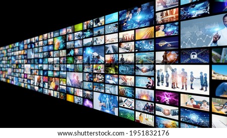 Digital contents concept. Social networking service. Streaming video. communication network.  Royalty-Free Stock Photo #1951832176