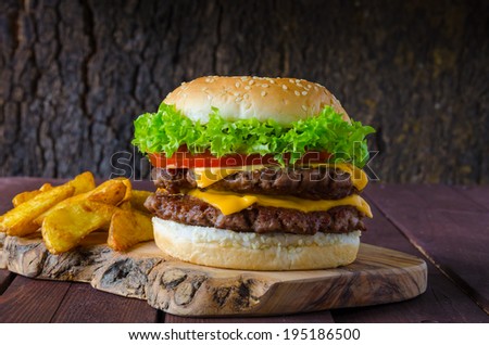 Double Cheese Burger Royalty-Free Stock Photo #195186500
