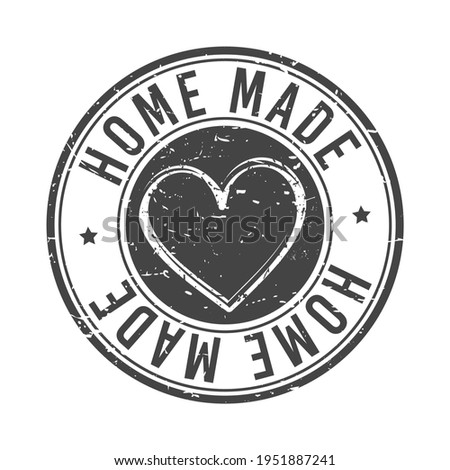 Home Made Stamp Grunge Icon. Heart Symbol Handmade Family Production Vector Seal. Royalty-Free Stock Photo #1951887241