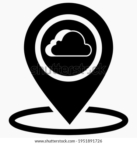 Location cloud. Server location on the map. Weather forecast. Vector icon.