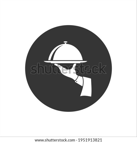 Covered plate white icon. Vector illustration