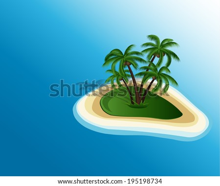 summer holiday background and island with palm trees
