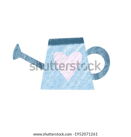 Hand drawn illustration with watering can. Designed for prints, background, icons, symbols, design element.
