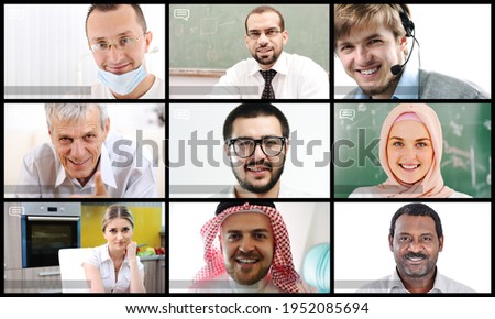 Online conference people working from home online today Royalty-Free Stock Photo #1952085694