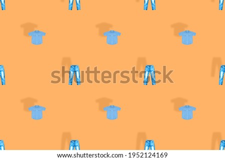 Seamless pattern of clothes, jeans and shirts.