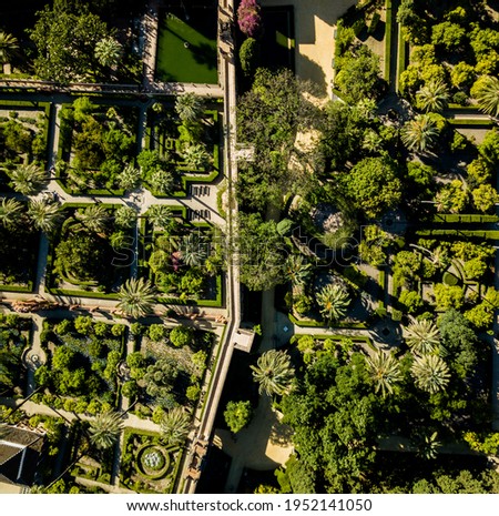 Seville aerial view of gardens