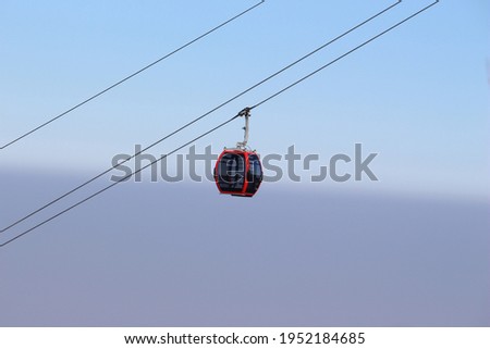 Trolley or cabin of girnar ropeway. this is  longest ropeway in Asia Royalty-Free Stock Photo #1952184685