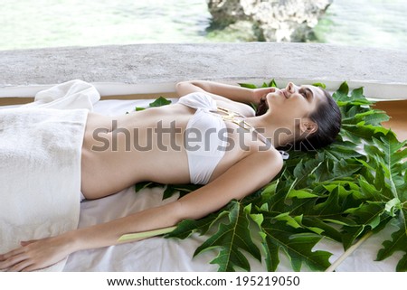 Asian woman having a spa treatment