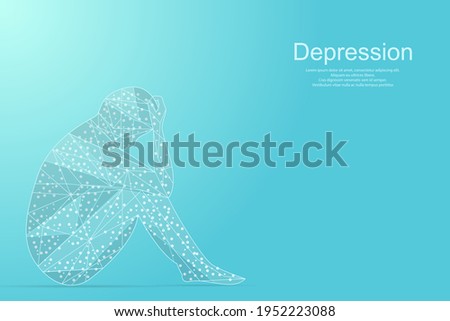 An unhappy man sat down and hugged his knees. The concept of support and concern for people under pressure. Technology vector illustration