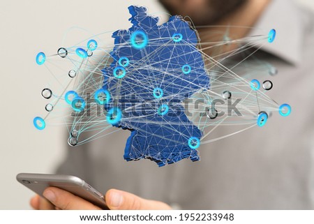 Abstract of germany map network in hand