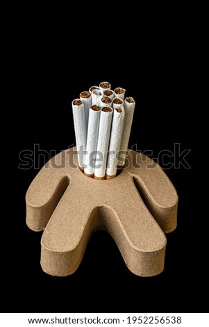 Harmful cigarette inside a person. A sign of addiction. Cigarette addiction. Cigarettes kill the smoker.