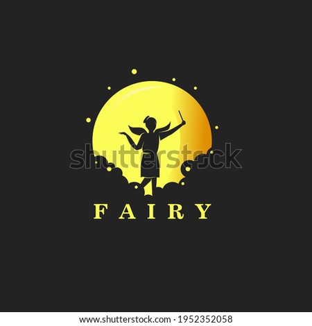 Moon Fairy Logo Design Vector
