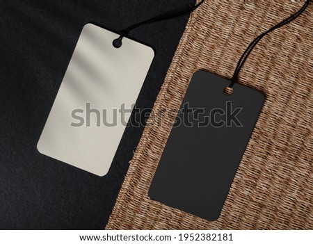 Label Tag mockup template on black background Royalty-Free Stock Photo #1952382181