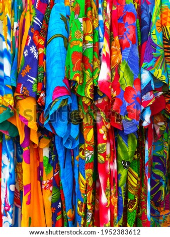 Colorful T-shirt fashion with flower design pattern ,  Art of  asian design  , Songkran festival in Thailand concepts.