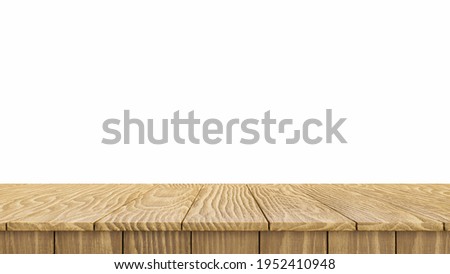 Wood table top isolated on white background for mock up product Present With clipping path