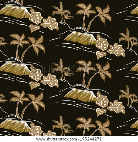 Tropical palm trees.brown vector pattern.