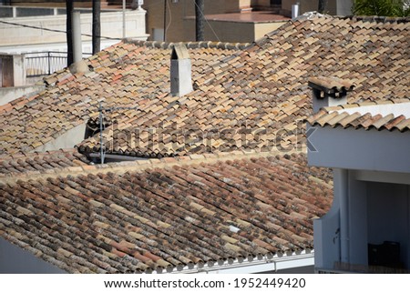 Roof tiles and chimneys in the province of Alicante, Costa Blanca, Spain