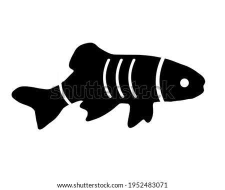 Silhouette of fish on white background