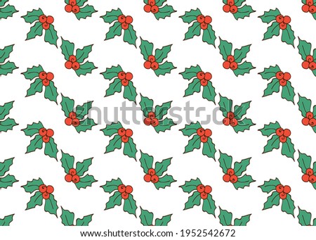 Holly. Seamless background. For the design of gift paper.