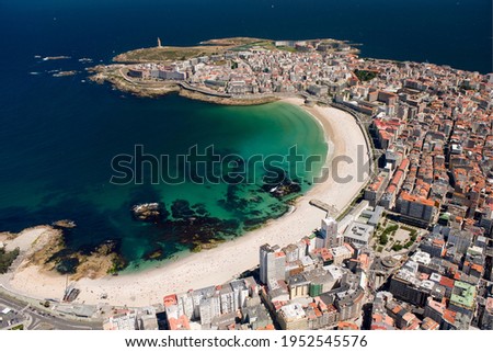 aerial photography of the city of La Coruña in Galicia, Spain