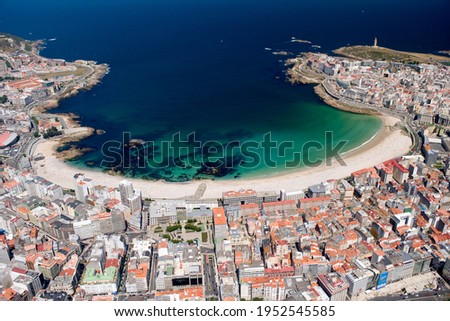 aerial photography of the city of La Coruña in Galicia, Spain