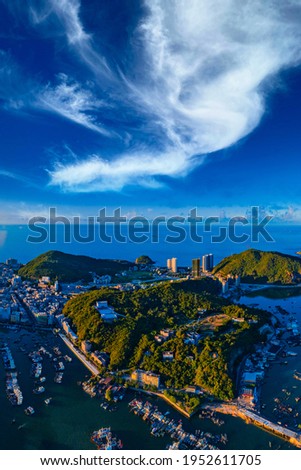 Panoramic view of Zhapo Town, Hailing Island, Yangjiang City, Guangdong Province, China