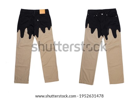 Men's cargo pants with two color gradations. Comfortable cargo pants for everyday wear. Matches with any top color. Adds a cool impression when used. Empty space for your ad. Cargo mockup.