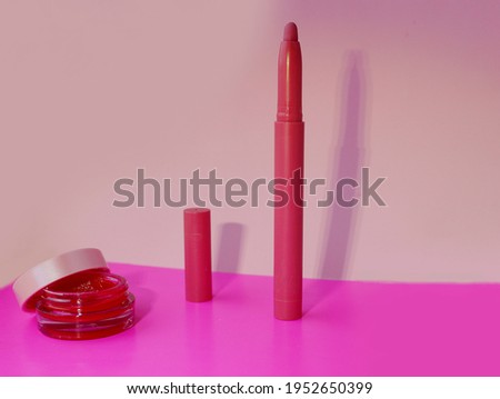 decorative cosmetic for women. beauty industry. make up background.                     