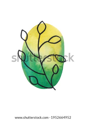 Abstract branch in lineart style on a colored background.