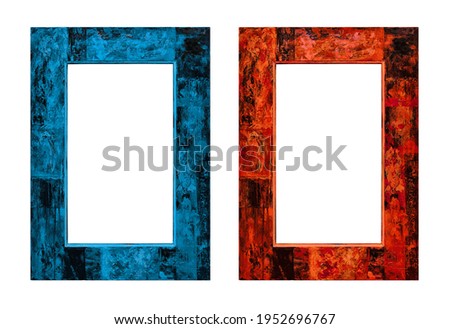 Fire and Ice. Framework in antique style. Vintage picture frame isolated on white background.