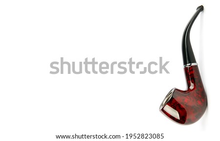 Smoking pipe isolated on white background. Place for your text.