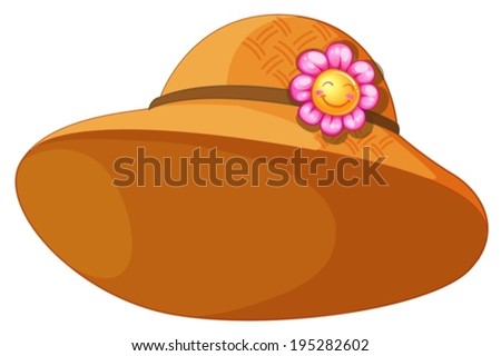 Illustration of a brown hat with a flower on a white background