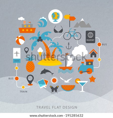 Travel flat design elements