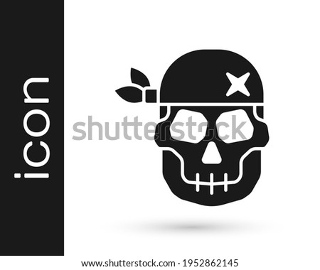Black Skull icon isolated on white background. Happy Halloween party.  Vector