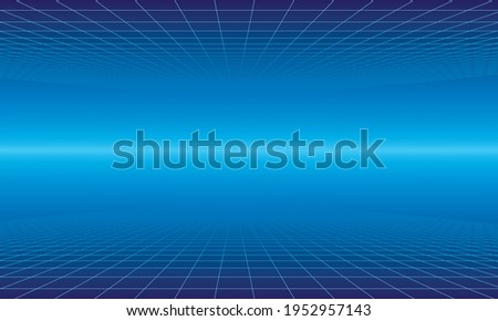 Blue gradient background illustration material using a perspective grid Royalty-Free Stock Photo #1952957143