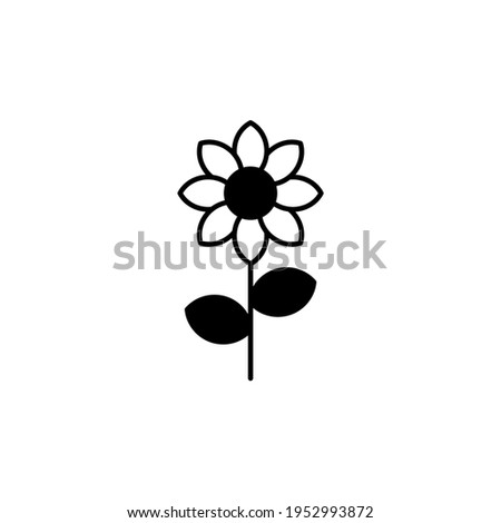 Essential flower icon in solid black flat shape glyph icon, isolated on white background 