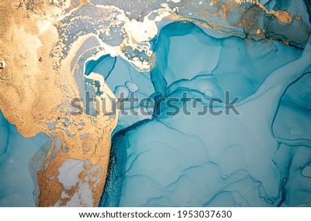 Colorful Abstract Background Liquid. Alcohol Inks Drops. Gold Wave Wallpaper. Oil Marble Painting. Abstract Liquid. Sophisticated Grunge Illustration. Art Abstract Liquid. Royalty-Free Stock Photo #1953037630