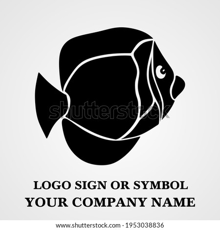 Fish logo template for design. Icon of seafood restaurant. abstract  fish illustration on white background.